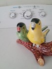 Vtg Majolica Pair Love Birds On Branch  Italy  Hand Painted