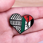 Palestinian National Flag Heart Enamel Brooch Jackets Badges Lapel Jewelry