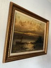 Horace Duesbury Old 19th Century Antique Landscape Seascape Boat Oil Painting