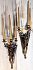 Pair French Estate Antique Winged Mermaid Siren Wall Sconces Candelabra
