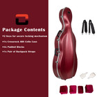 Crossrock 3 4 And 4 4 Size Cello Case-abs Molded Hardshell With Wheels- Dark Red