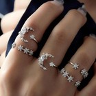 Boho Gold Plated Moon Geometric Above Knuckle Finger Rings Set Women Jewelry New