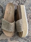 Dirty Laundry Spotted Slip-on Wedge Slide Sandals Beige Black Women