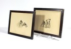 Antique Pair Leon Danchin Fox  Terrier Prints Dog Illus Etching Frames Signed