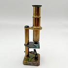 Vintage Small 6 Inch Brass Field Microscope With Mirror