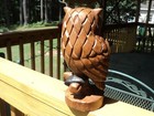 Vintage Hand Carved Wooden Owl  Wood Owl Figurine  9  Tall