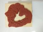 Rubber Stamp Wood Mount 3 5  X 4  Christmas Wreath Holly Berries Ribbon Bow 