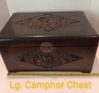Antique Asian Carved Camphor Wood  3 Nesting Storage Chests W Brass Latches