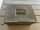 Antique 1800s Metal Cash Bankers Box Handle No Key    geo  Litner Est    