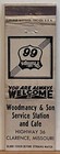 Woodmancy   Son Service Station And Cafe Clarence Mo Missouri Matchbook Cover