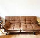 New 72  Memory Foam Futon Sofa Bed  Camel Faux Suede Convertible Sleeper Couch