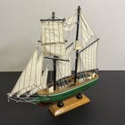 Vintage Wooden Schooner Sailboat Model Monterey California Nautical 1800s Style