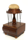 Rare Inlaid 19th C  Sewing Spool Holder pincushion signed Lebanon  Pa Maker Aafa