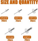 125pcs Large Flange Aluminum Blind Rivets Pop Rivets Assortment Kit    