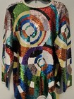 Vtg Adrienne Vittadini Psychedelic Jeweled Beaded Trophy Statement Shirt Small
