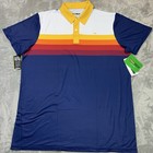 Tipsy Elves Golf Polo Shirt Men Xl Performance Slice Of Sunset Retro Stripes Nwt