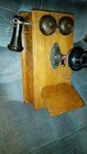 Antique Cracraft-leich Oak Wood Hand Crank Phone Wall Mount Telephone
