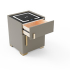 Light Coffee Smart Nightstand W security Safe Lock Box wireless Charging speaker
