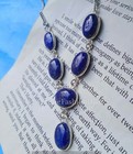 Elegant Lapis Lazuli Gemstone Necklace 925 Silver Plated Handmade Boho Jewelry