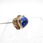 Antique Deep Cobalt Blue And Soft Blue Mottled Stone With Leaves Hatpin Hat Pin