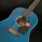 Acoustic Electric Guitar Blue Solid Spruce Top Bone Nut Chrome Tuners Dot Inlays