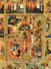 Large Antique 19th Century Russian Icon Resurrection   Twelve Great Feasts