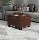 Leather Storage Ottoman Bench Rectangle 24 Inch Foot Rest Ottomans Stool For    