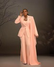 Pink 2 Pcs Women Suits With Cape Prom Formal Party Wear Ladies Outfit Blazer