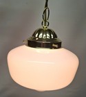 Vintage Pendant Schoolhouse Ceiling Light Fixture 8  Milk Glass Shade
