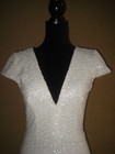 Vintage 90s Dress The Population W tag White Sequins Cap Sleeves Lined Dress M