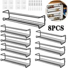 8 Packs Kitchen Spice Rack Organizer Storage Shelf Cabinet Jar Holder Wall Mount