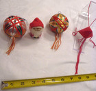 Vintage Lot 4 Christmas Ornament Japan Satin Asianl Tassel Wood Felt Gnome Vtg