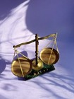 Vintage Balance Scales  Scale Of Justice  Solid Brass Scales  Green Stone Base