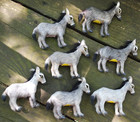 Set 7 Vtg 3 5  Handmade Donkey Burro Figurines Lifelike Real Goat Fur W Labels