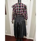 Vintage 70s 80s Purple Black Green Plaid Ruffle Dress Size 14