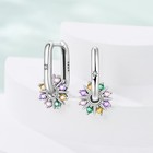 Kunsir 925 Sterling Silver Minimalist Sun Dangle Square Hoop Earrings For Women