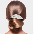 Silver Leaf Rhinestone Crystal Fancy Hair Comb Evening Formal Wedding Prom