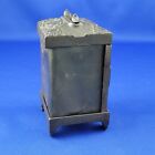 Antique Tin   Cast Iron Cracked Open Combination Safe Coin Deposit Bank Ca 1900