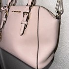 Michael Kors Ciara Large Saffiano Leather Top Zip Satchel Tote Blush Pink Read 