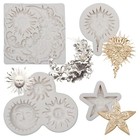 Sun Face Star Moon Fondant Molds Baroque Celestial Silicone Molds For Cake