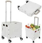 Folding Rolling Cart With Lid collapsible Trolley For Shopping And Office green 