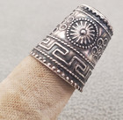 Antique Vintage Sterling Greek Key Starbursts Circles Thimble Size 11  3 Grams