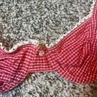 Vintage Gingham Bra White Lace Trim Cotton Blend Lingerie 34b