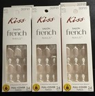 Kiss Salon French Press-on Nails Full-cover Short Squoval Pink white 24 Dgsf03