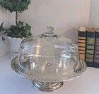 Vintage 1960 s W   S Blackinton Silverplate Cake Plate W  Glass Cloche  Euc 