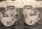 Vintage Nestle Nescafe World Globe Frosted Glass Coffee Mugs Cups Set Of 4 Mint