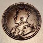 1916 Canadian Canada One 1 Cent Penny Large Cent Coin King George V Wwi Era