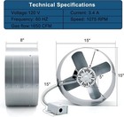 15 Inch Gable Mount Fan 1300 1600 1650 Cfm Attic Exhaust Fan With Thermostat