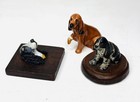 Set 3 Assorted Spaniel Dogs Puppies Figurines Bone China Metal Resin Wood