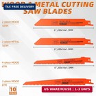 Reciprocating Saw Blades Set  10 Pcs  Wood   Metal Cutting  6-8 Inch  Premium